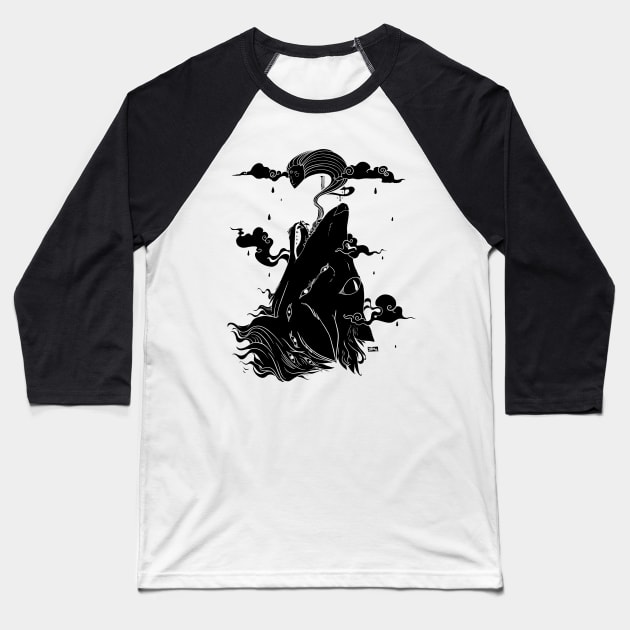 Wolf With Ghost In The Clouds Baseball T-Shirt by cellsdividing